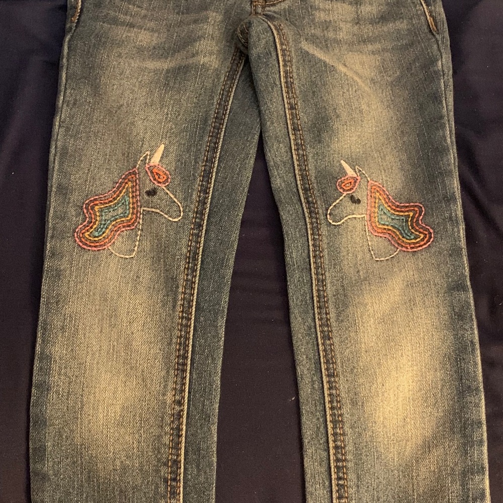 Girls Cat and Jack skinny jeans unicorn size 5